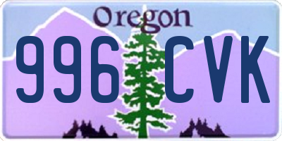 OR license plate 996CVK