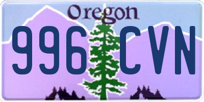OR license plate 996CVN