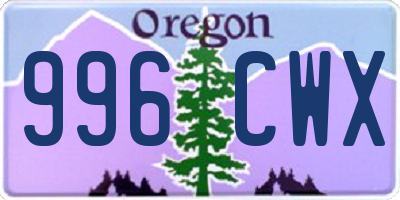 OR license plate 996CWX