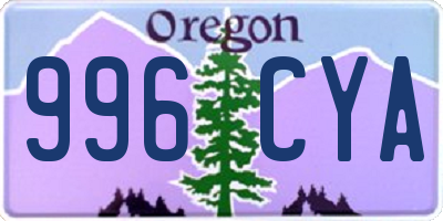 OR license plate 996CYA