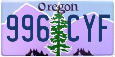 OR license plate 996CYF
