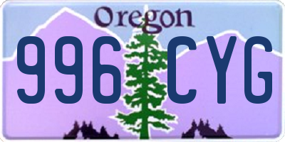 OR license plate 996CYG