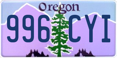 OR license plate 996CYI
