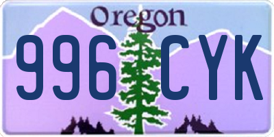 OR license plate 996CYK