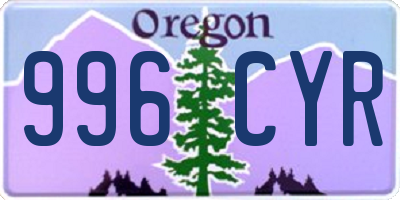 OR license plate 996CYR