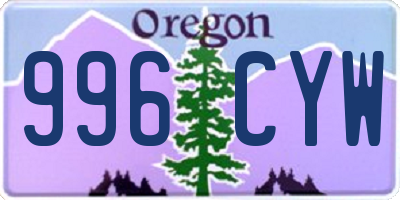 OR license plate 996CYW