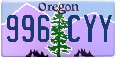 OR license plate 996CYY