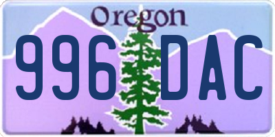 OR license plate 996DAC