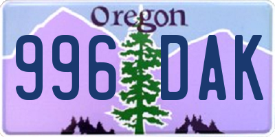 OR license plate 996DAK