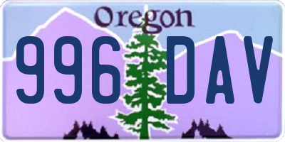 OR license plate 996DAV