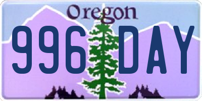 OR license plate 996DAY