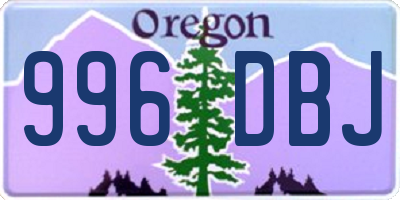 OR license plate 996DBJ