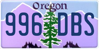 OR license plate 996DBS