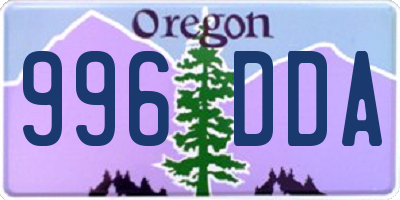 OR license plate 996DDA