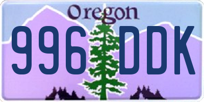 OR license plate 996DDK