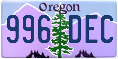 OR license plate 996DEC