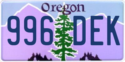 OR license plate 996DEK