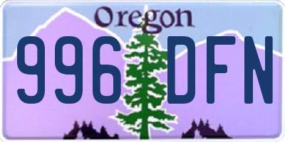 OR license plate 996DFN