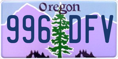 OR license plate 996DFV