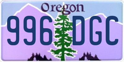 OR license plate 996DGC