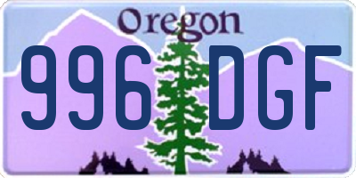 OR license plate 996DGF