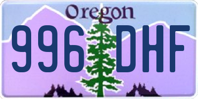 OR license plate 996DHF