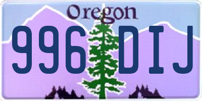 OR license plate 996DIJ