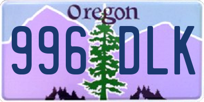 OR license plate 996DLK