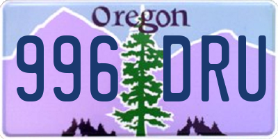 OR license plate 996DRU
