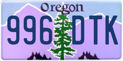 OR license plate 996DTK