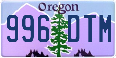 OR license plate 996DTM
