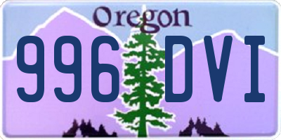OR license plate 996DVI
