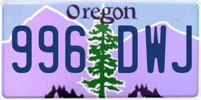 OR license plate 996DWJ