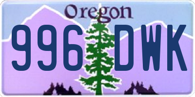 OR license plate 996DWK
