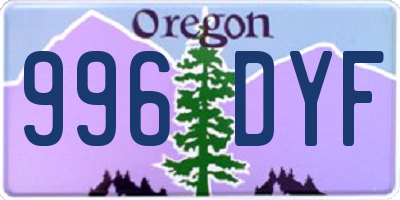 OR license plate 996DYF