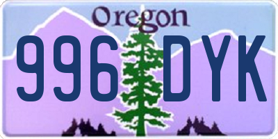 OR license plate 996DYK