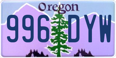 OR license plate 996DYW