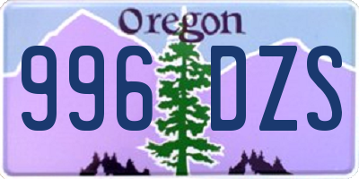 OR license plate 996DZS