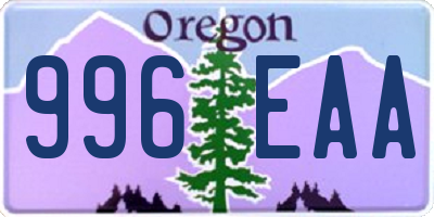 OR license plate 996EAA