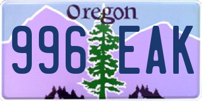 OR license plate 996EAK