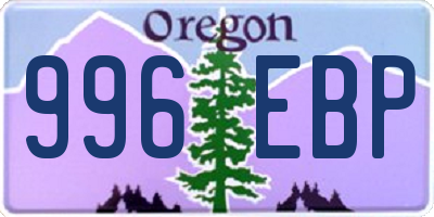 OR license plate 996EBP