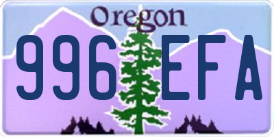 OR license plate 996EFA