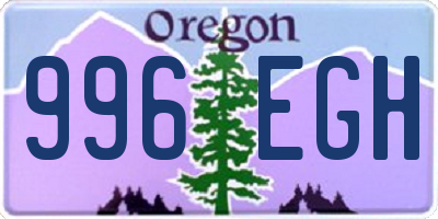 OR license plate 996EGH