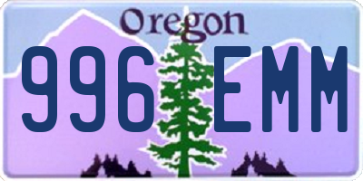 OR license plate 996EMM