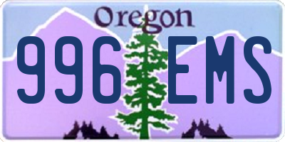 OR license plate 996EMS