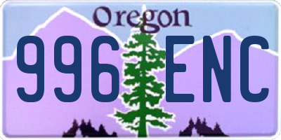 OR license plate 996ENC