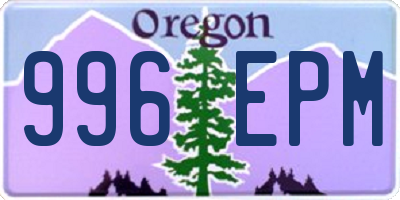 OR license plate 996EPM