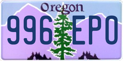 OR license plate 996EPO