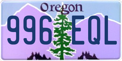 OR license plate 996EQL