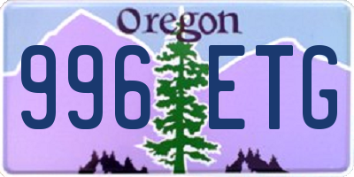 OR license plate 996ETG